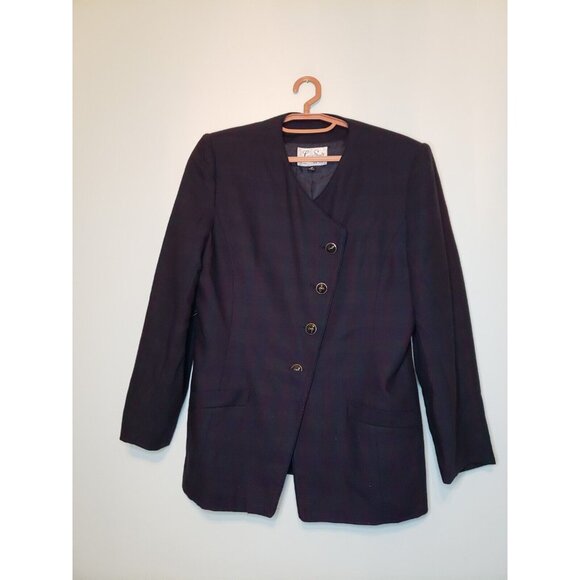 Le Suit Jackets & Blazers - Le Suit Womens Sz 14 Blazer Jacket Long Sleeve Button Front Asymmetrical Pockets